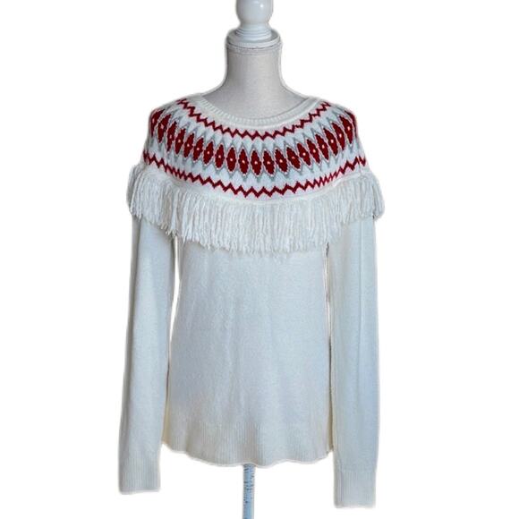 Loft Lounge Women’s Fare Isle And Fringe / Tassel Sweater - Picture 4 of 9